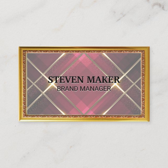 Guld Antique Gräns | Red Rand | GULD LINJER Visitkort (Framsida)