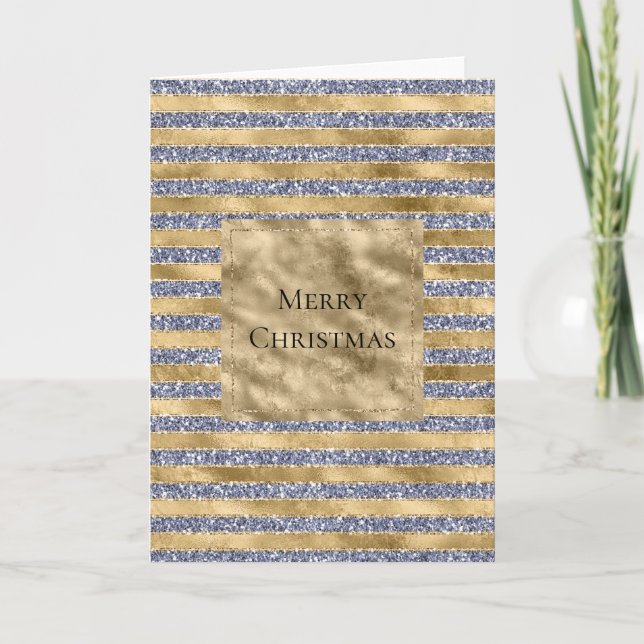 Guld Antique Lila Glitter Glitz Rand Kort (Framsida)