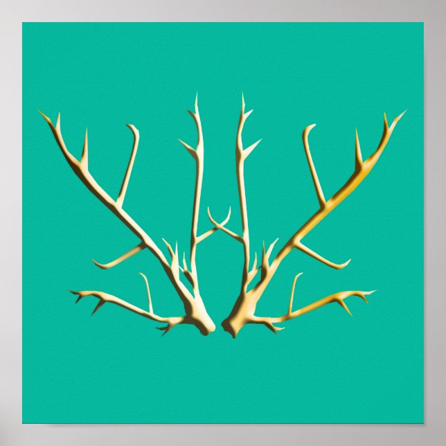 Guld Antlers på Teal Poster (Framsidan)
