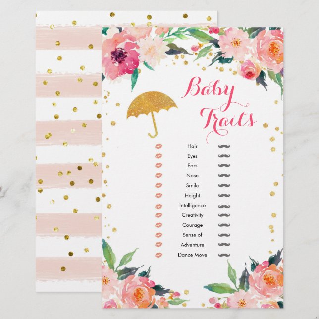 Guld April Showers Baby Shower Baby Traits (Fram/baksida)