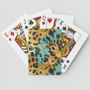 Guld Aqua Black Leopard Animal Casinokort