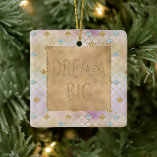 Guld Aqua Glitter Dream Lila Sjöjungfru Julgransprydnad Keramik