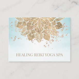 *~* Guld Aqua Glitter Yoga Andlig Mandala Reiki Visitkort