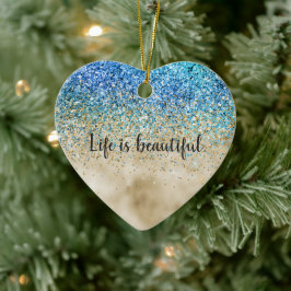 Guld Aqua Lila Glitter Gnistra Julgransprydnad Keramik
