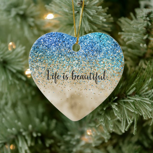 Guld Aqua Lila Glitter Gnistra Julgransprydnad Keramik (Träd)