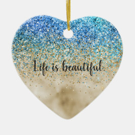 Guld Aqua Lila Glitter Gnistra Julgransprydnad Keramik