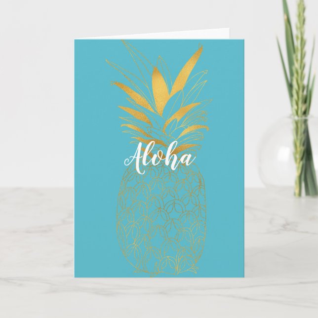 Guld- AquaAloha ananas Kort (Framsida)