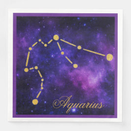 Guld Aquarius Constellation on Mörk Galaxy | Pappersservett