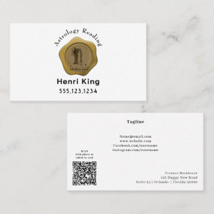 Guld Aquarius Seal Coin & QR Code Astrology Visitkort