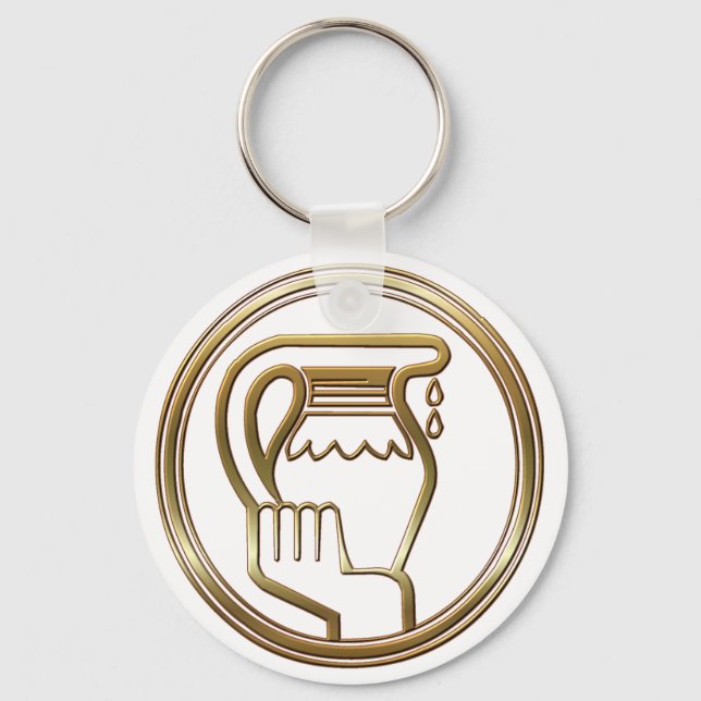 Guld Aquarius Zodiac Vatten Bearer Astrology-tecke Nyckelring (Framsida)