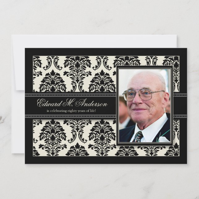 Guld- år damastast födelsedagsfestinbjudan inbjudningar (Framsida)