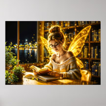Guld är stilt fairy golden vingar mysiga bibliotek