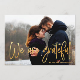 Guld | är vi det tacksamma 2 fotobrölloptack tack kort