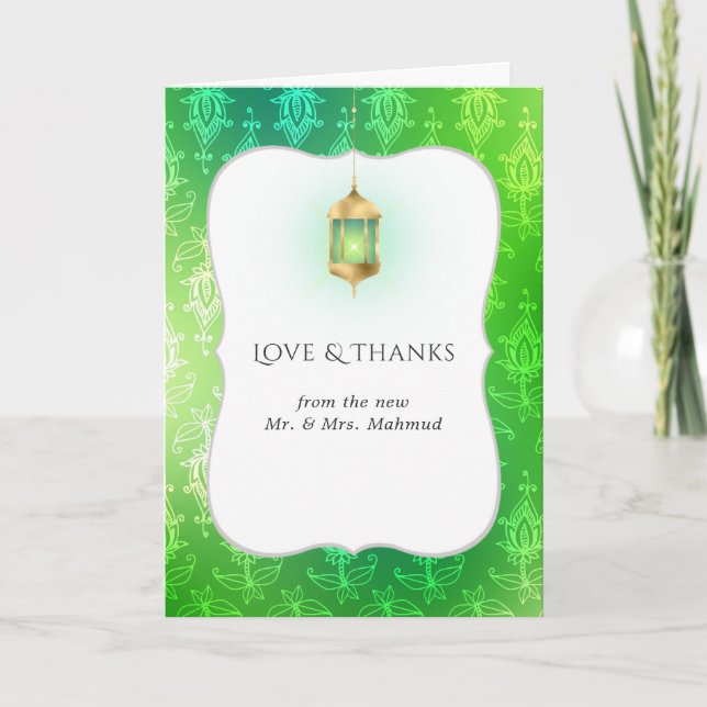 Guld Arabian Bollywood Bröllop foto Tack Kort (Framsida)