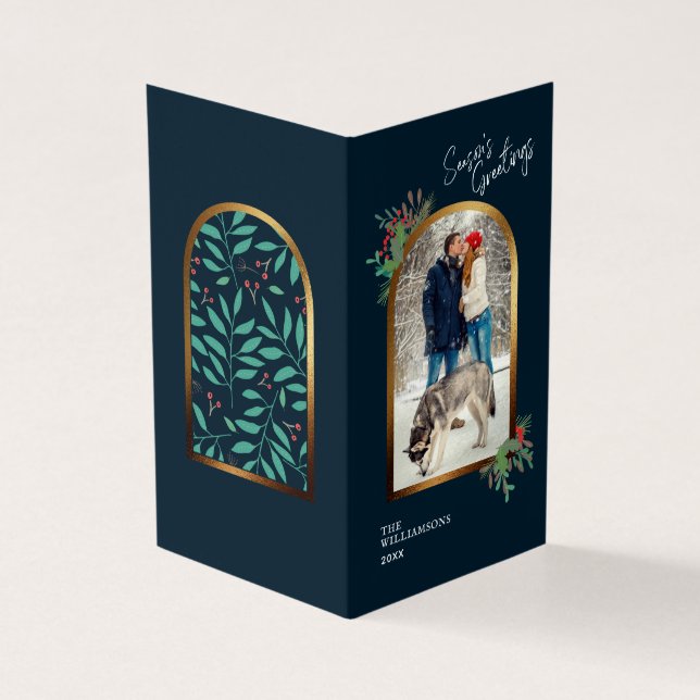 Guld Arch Anpassningsbar Photo Säsonhälsningars Ju Kort (Utsida)