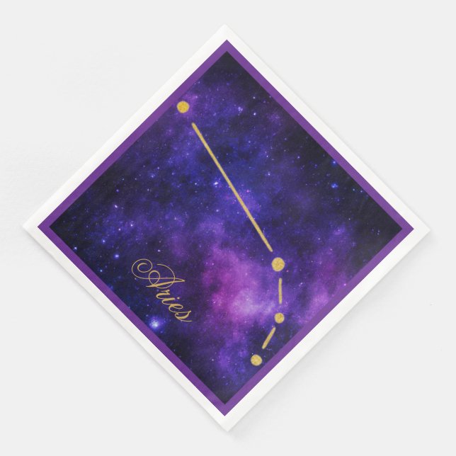 Guld Aries Constellation on Mörk Galaxy | Pappersservett (Hörn)