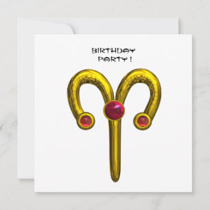 GULD ARIES ZODIAC BIRTHAY JEWEL Ruby Red White Meddelande