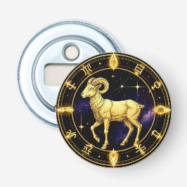 Guld Aries Zodiakcirkel Med Väduren Flasköppnare