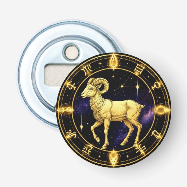 Guld Aries Zodiakcirkel Med Väduren Flasköppnare (Framsidan)