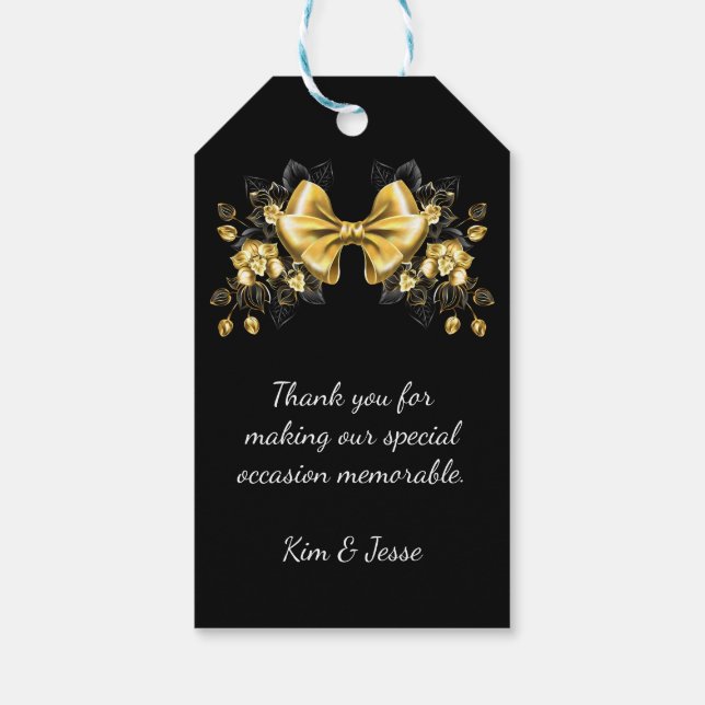 Guld armbåge med orkidéer presentetikett (Baksidan)