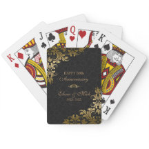 Guld-årsdagen - Black Damask Guld Swirls