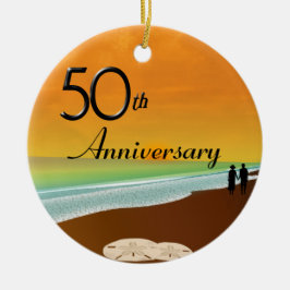 Guld- årsdagstrandtema julgransprydnad keramik