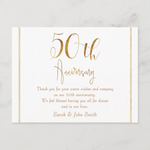 Guld-årsjubileet Calligraphy Tack Postcard Vykort
