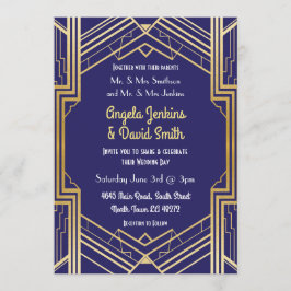 Guld Art Deco 1920-års inbjudan till bröllopsmöte