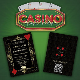 Guld Art Deco 20-tal Casino Vegas Poker Bröllop Inbjudningar