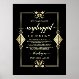 Guld Art Deco 20-talet Avstängd Vigselskylt Poster