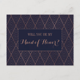 Guld Art Deco Anpassningsbar Maid of honor Frieri Inbjudan Vykort