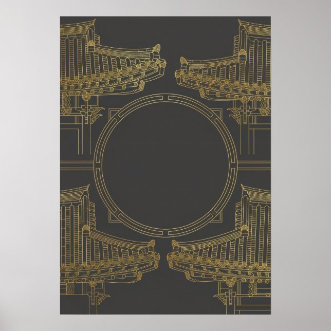 Guld Art Deco Arkitektur Affisch (Framsidan)