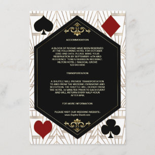 Guld Art Deco Casino Vegas Poker Brölloppsdetaljer Tilläggskort