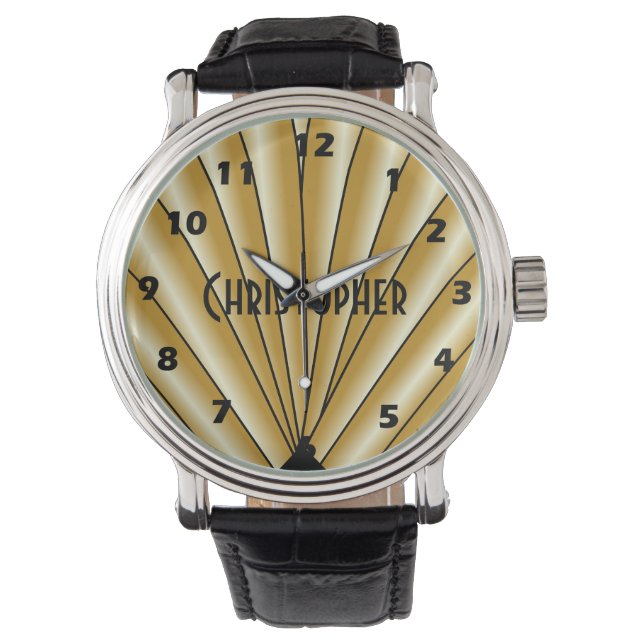 Guld Art Deco-design Armbandsur (Framsida)