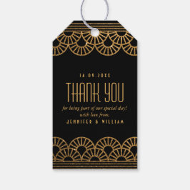 Guld Art Deco Fläkt Anpassningsbar Photo Tack Märk Presentetikett