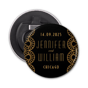 Guld Art Deco Fläkt bröllopsförmån Flasköppnare