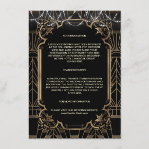 Guld Art Deco Gatsby 1920-tals Bröllopsboende Tilläggskort