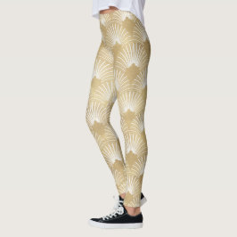 Guld Art-Deco Geometric Mönster Leggings