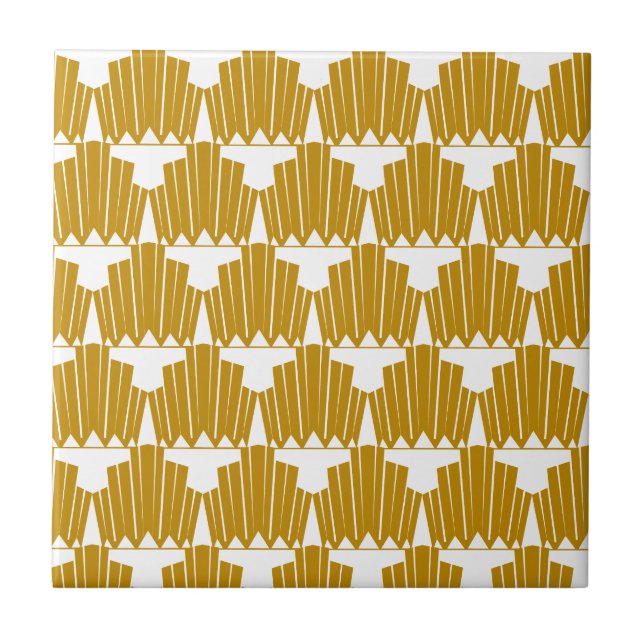 Guld Art Deco Mönster Kakelplatta (Framsidan)