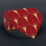 Guld Art Deco Mönster och Deep Red Background Slips<br><div class="desc">Elegant guld tones vintage Art Deco mönster över det djupa röda anpassadet färg.</div>