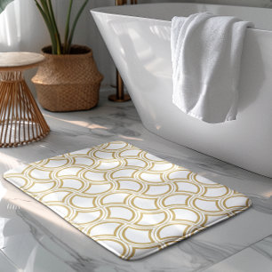 Guld Art Deco Mönster on White Badrumsmatta
