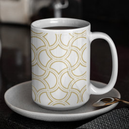 Guld Art Deco Mönster on White Kaffemugg
