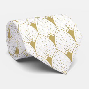 Guld Art Deco Mönster & White-bakgrund Slips
