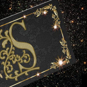Guld Art Deco Professionell Monogram Visitkort