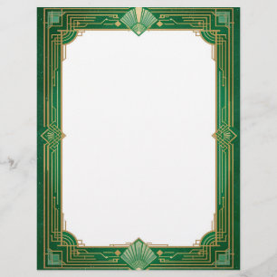 Guld Art Deco Ram om Grönt Brevhuvud