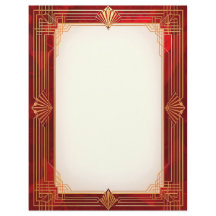Guld Art Deco Ram på Röda bakgrunden