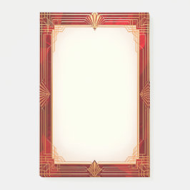 Guld Art Deco Ram på Rött Post-it Block