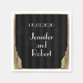 Guld Art Deco Rand Bröllop Napkin Pappersservett