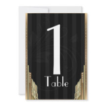 Guld Art Deco Randig Bordskortnummer