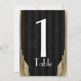 Guld Art Deco Randig Bordskortnummer Inbjudningar
